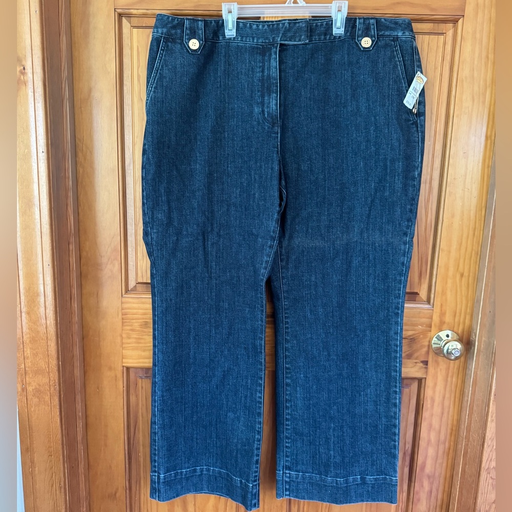 Talbots Indigo Denim Jeans with Gold Button Accents, Size 20W - Picture 4 of 8